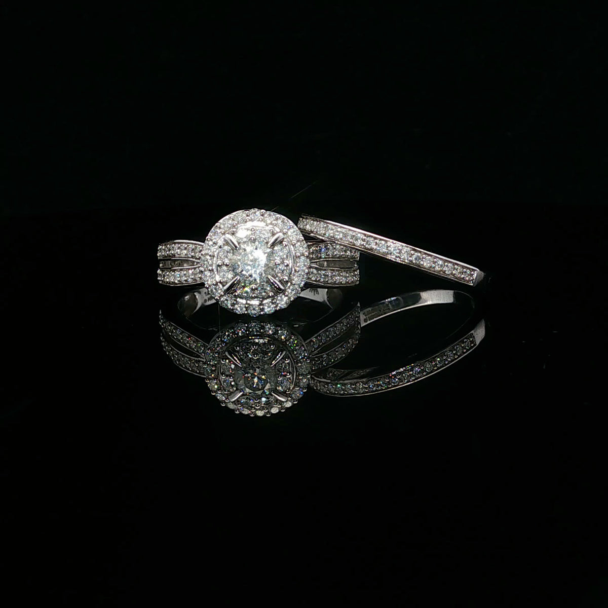 1ctw 0.3ct G/SI2 Halo Bridal Set - 10KW - Natural Diamond - 64316