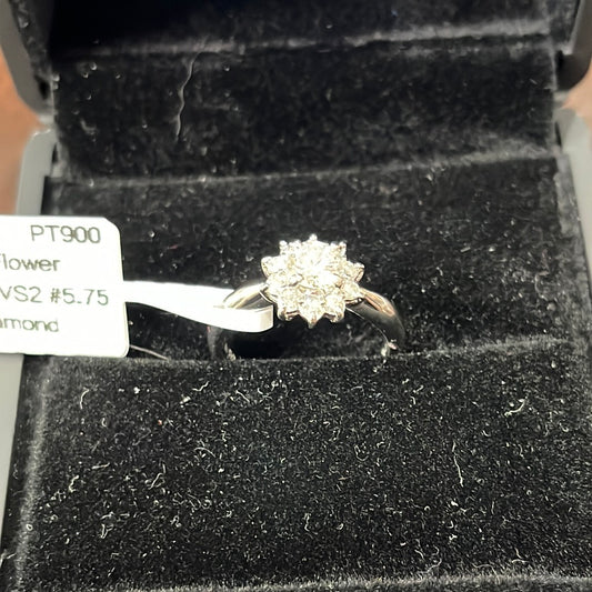 0.53 RBC Flower - PT900 - 0.74ctw G/VS2 #5.75 - Natural diamond - 34237