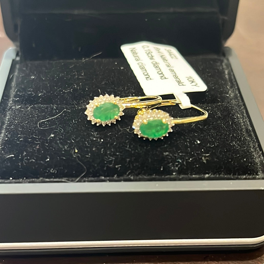 6x4 Natural emerald - 10KY - 0.18ctw diamond - Natural diamond - 34422