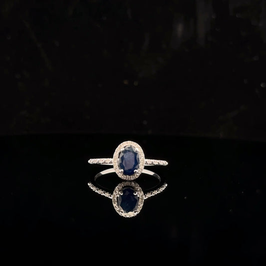 7x5 Sapphire oval - 10KW - 0.15ctw diamond #7 - Natural sapphire - 34445