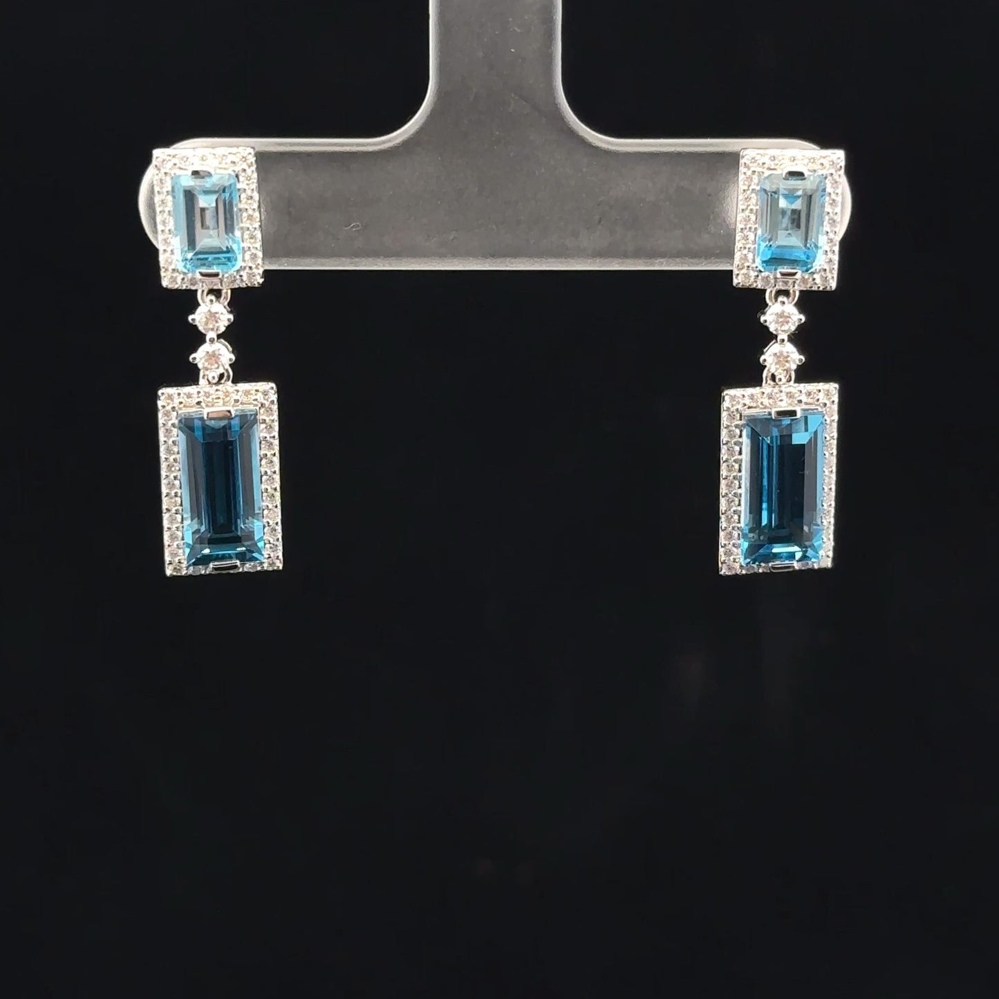 43441 Royal Blue Topaz earring 5ctw 0.30ct natural diamond