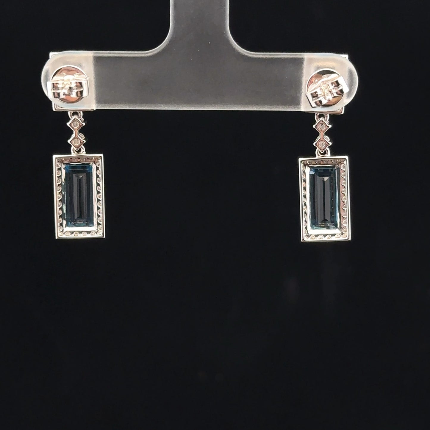 43441 Royal Blue Topaz earring 5ctw 0.30ct natural diamond