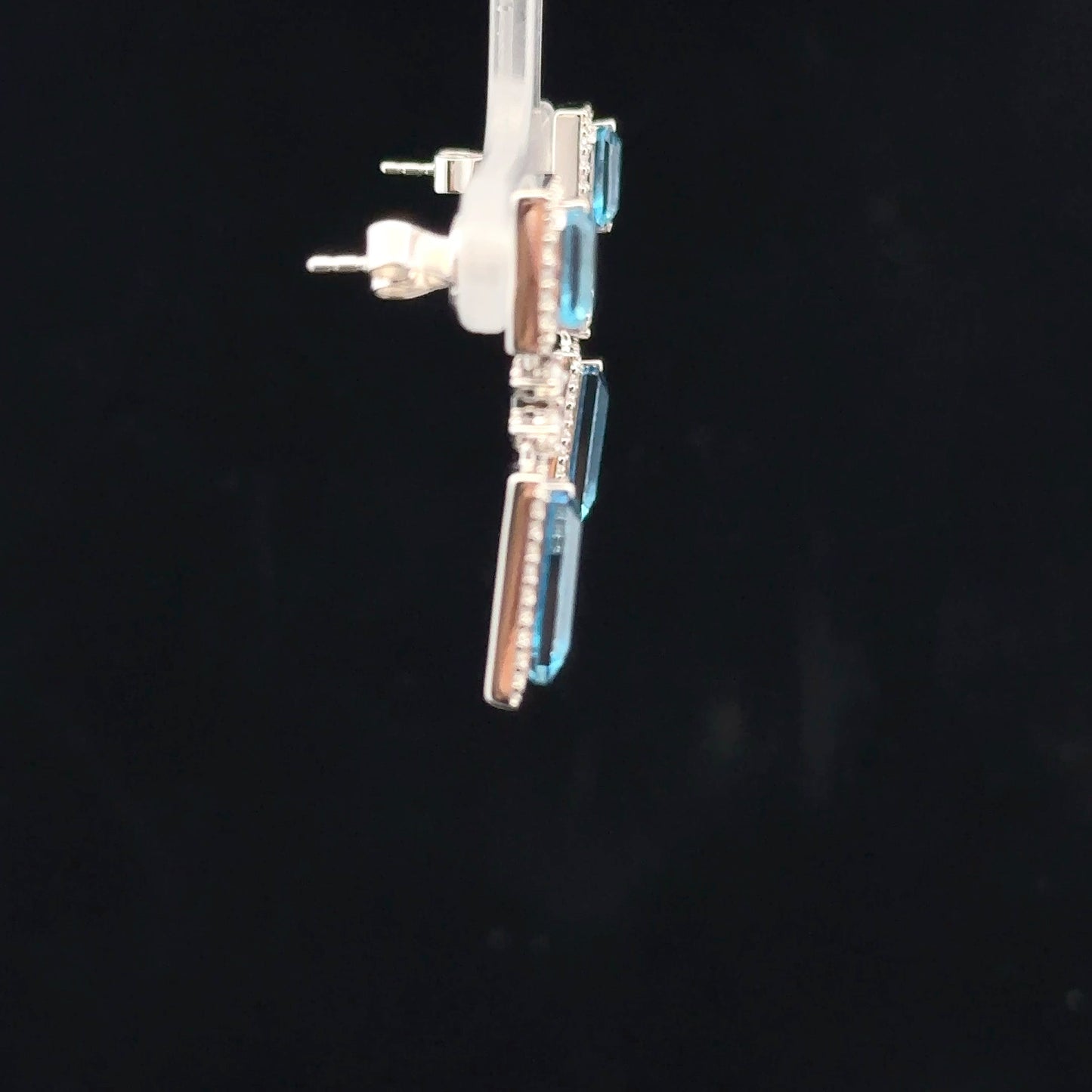 43441 Royal Blue Topaz earring 5ctw 0.30ct natural diamond