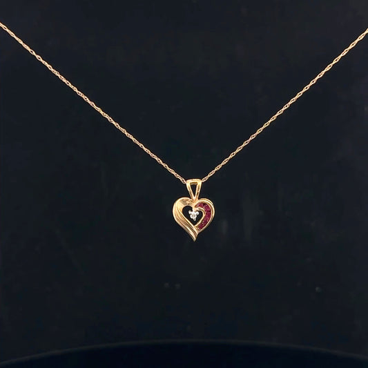 Ruby Heart Pendant 14KY - 11968