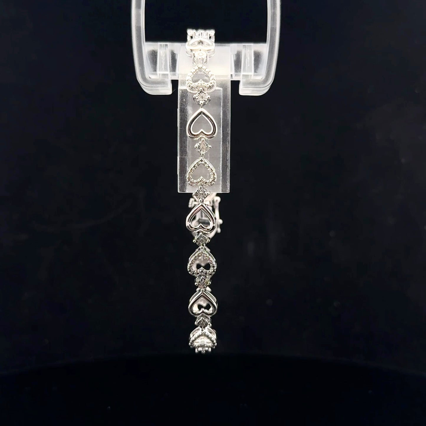 Heart Bracelet 0.10ctw. 18cm - S925 - Natural Diamond - 43478