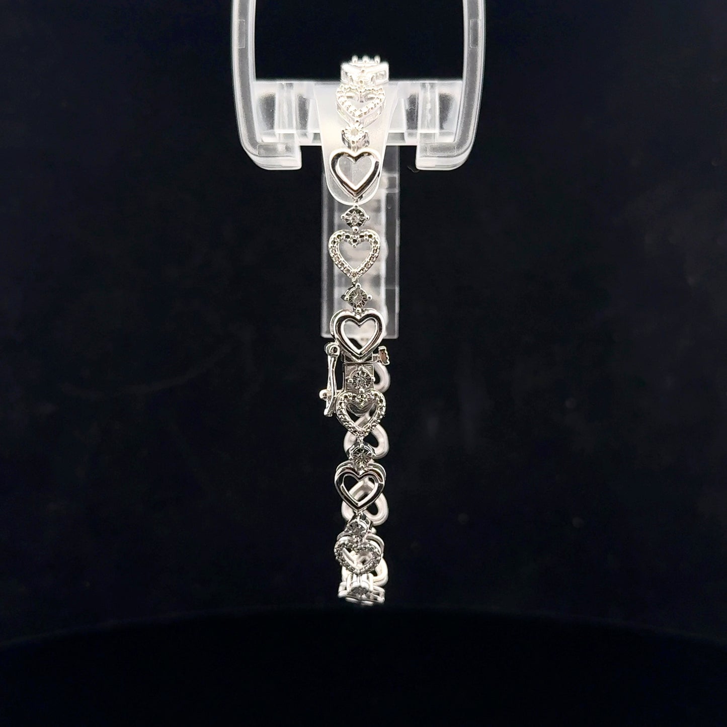 Heart Bracelet 0.10ctw. 18cm - S925 - Natural Diamond - 43478