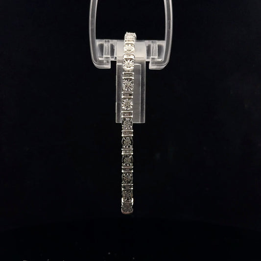 Baguette Illusion Bracelet 0.50ctw. 19cm - S925 - Natural Diamond - 43481