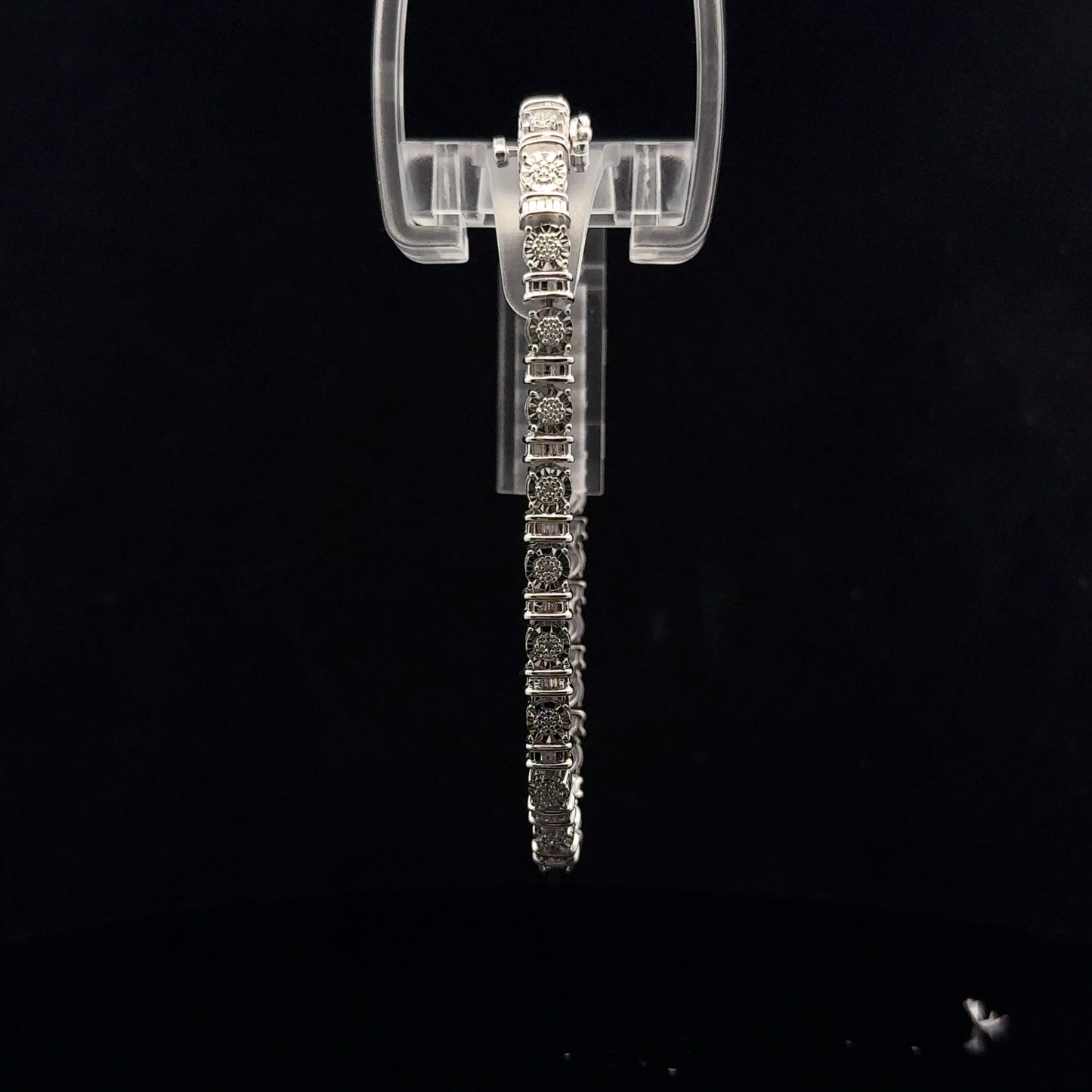 Baguette Illusion Bracelet 0.50ctw. 19cm - S925 - Natural Diamond - 43481