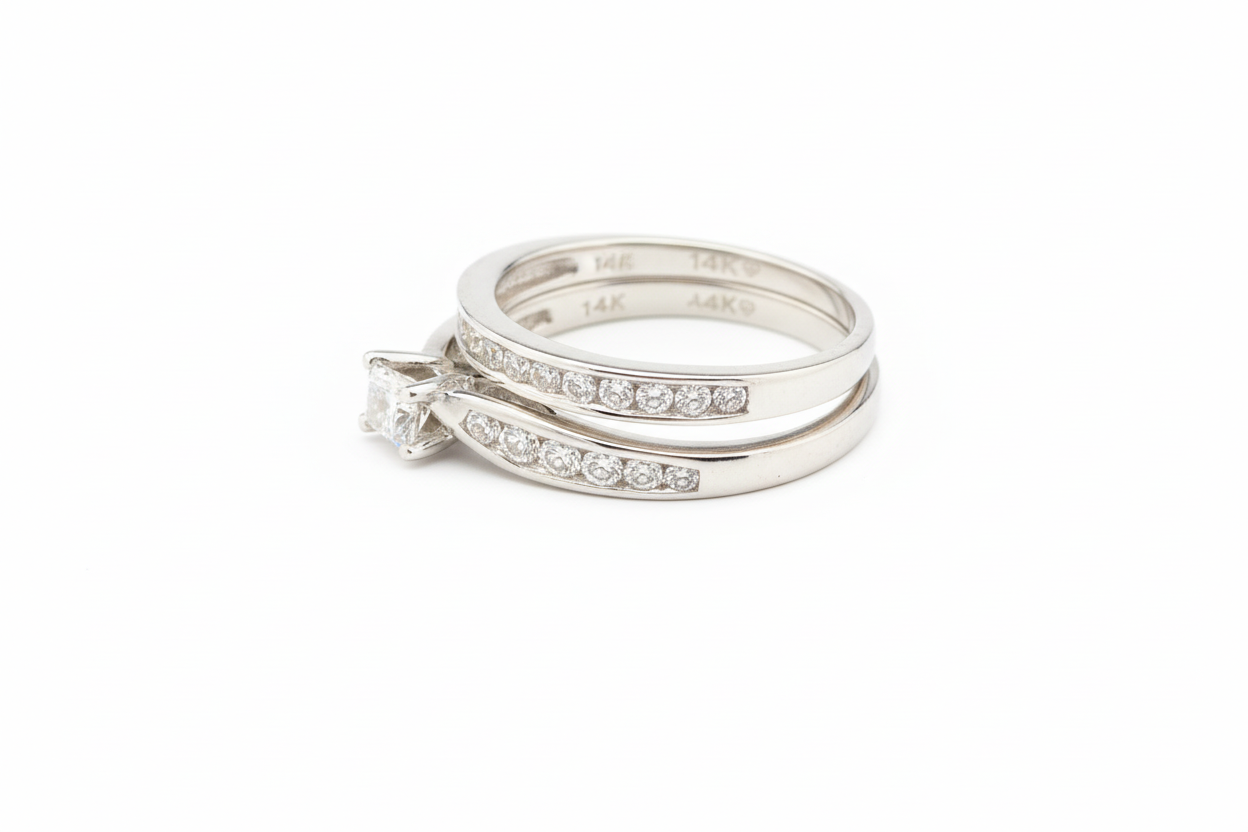 Chanel bridal set 1ctw. 0.33ct. F/SI2 - 14KW - Natural Diamond