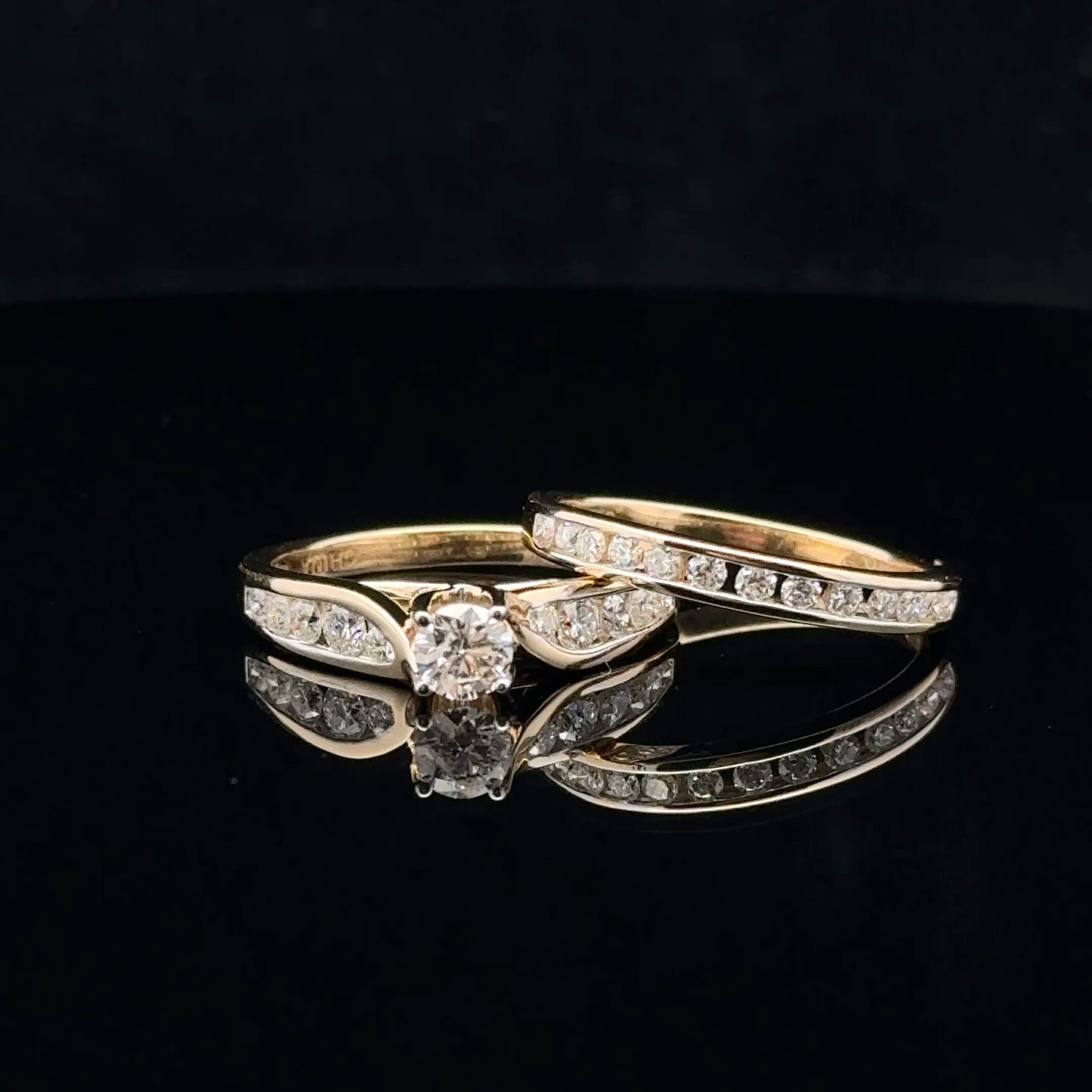 Chanel bridal set 1ctw. 0.33ct. F/SI2 - 14KY - Natural Diamond