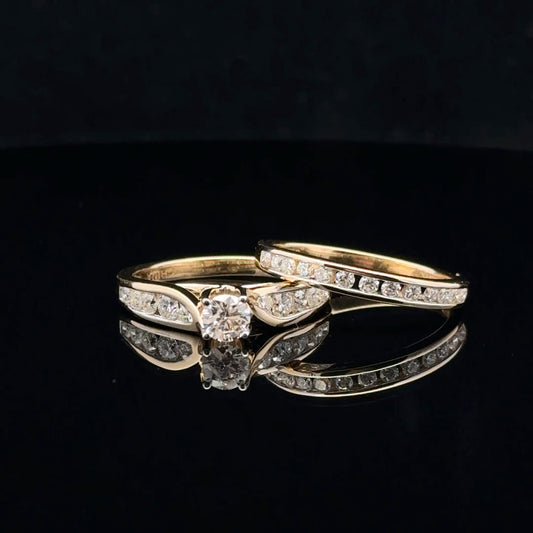 Chanel bridal set 1ctw. 0.33ct. F/SI2 - 14KY - Natural Diamond