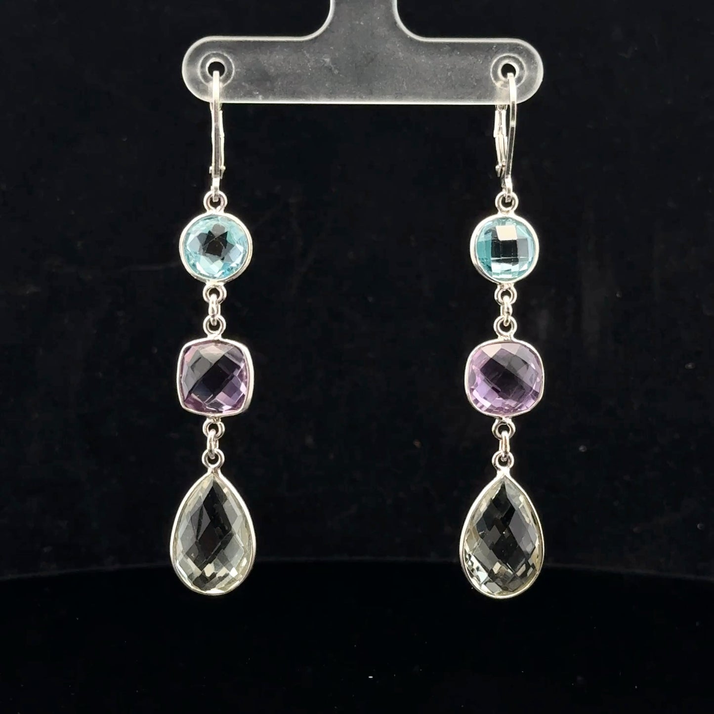 Drop Earring 19ctw. - 925S - Topaz,Amet,Pras - 51017