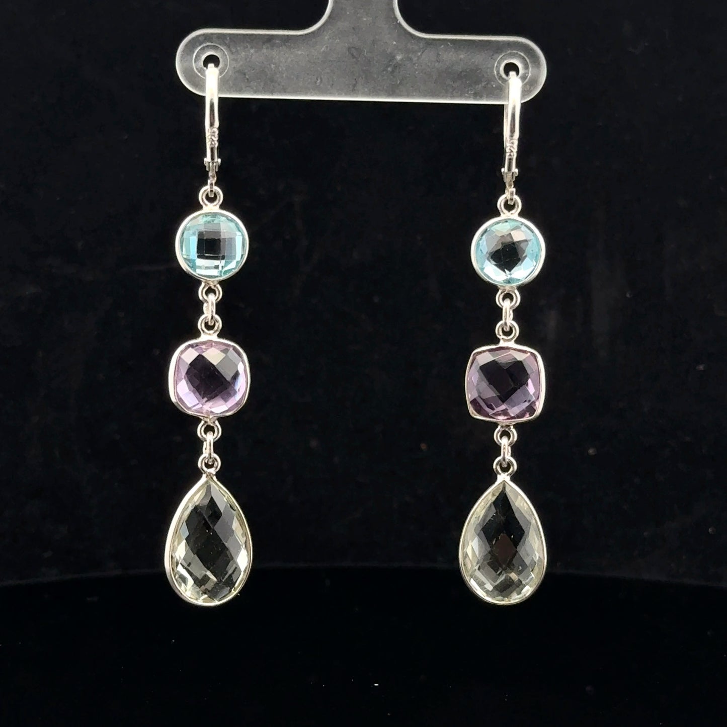 Drop Earring 19ctw. - 925S - Topaz,Amet,Pras - 51017