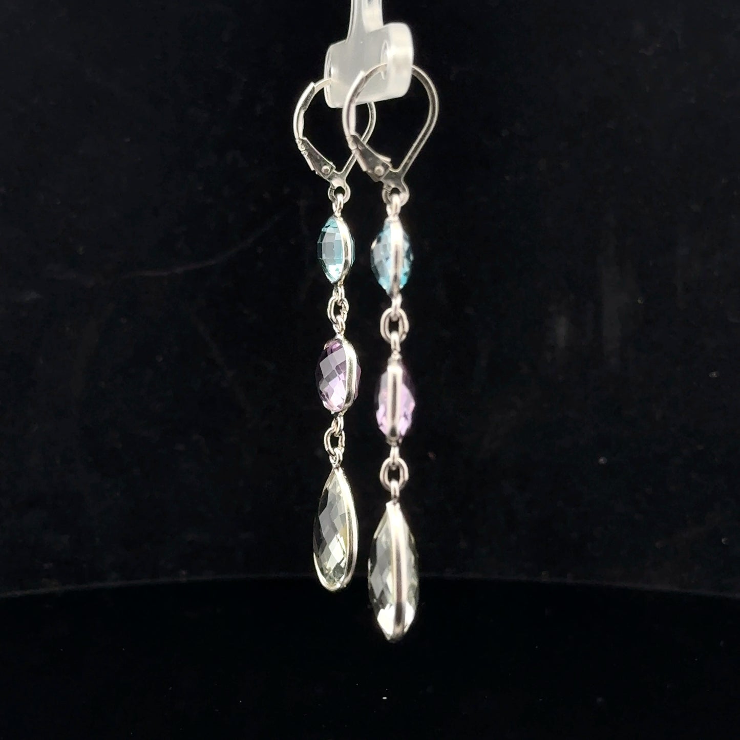Drop Earring 19ctw. - 925S - Topaz,Amet,Pras - 51017