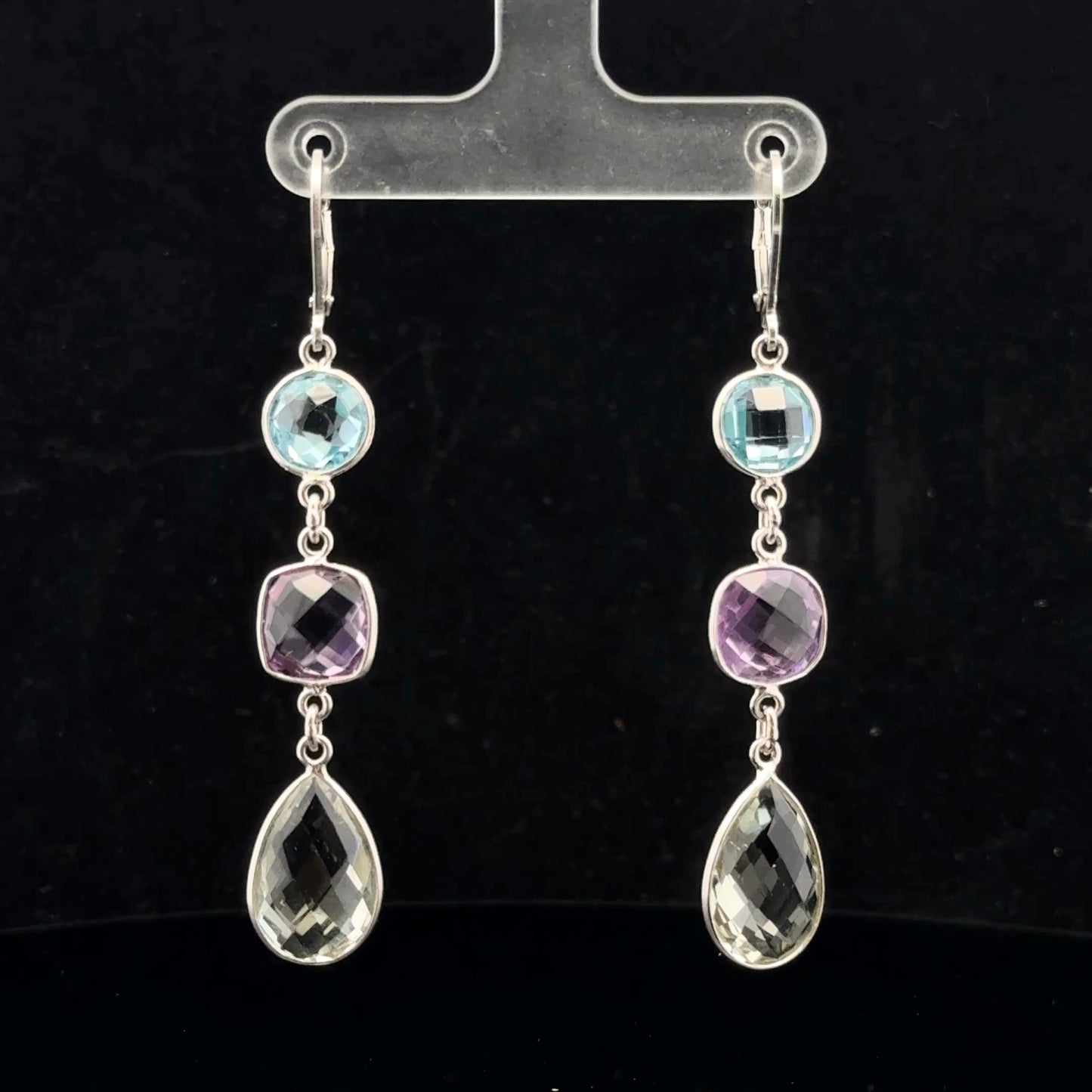 Drop Earring 19ctw. - 925S - Topaz,Amet,Pras - 51017
