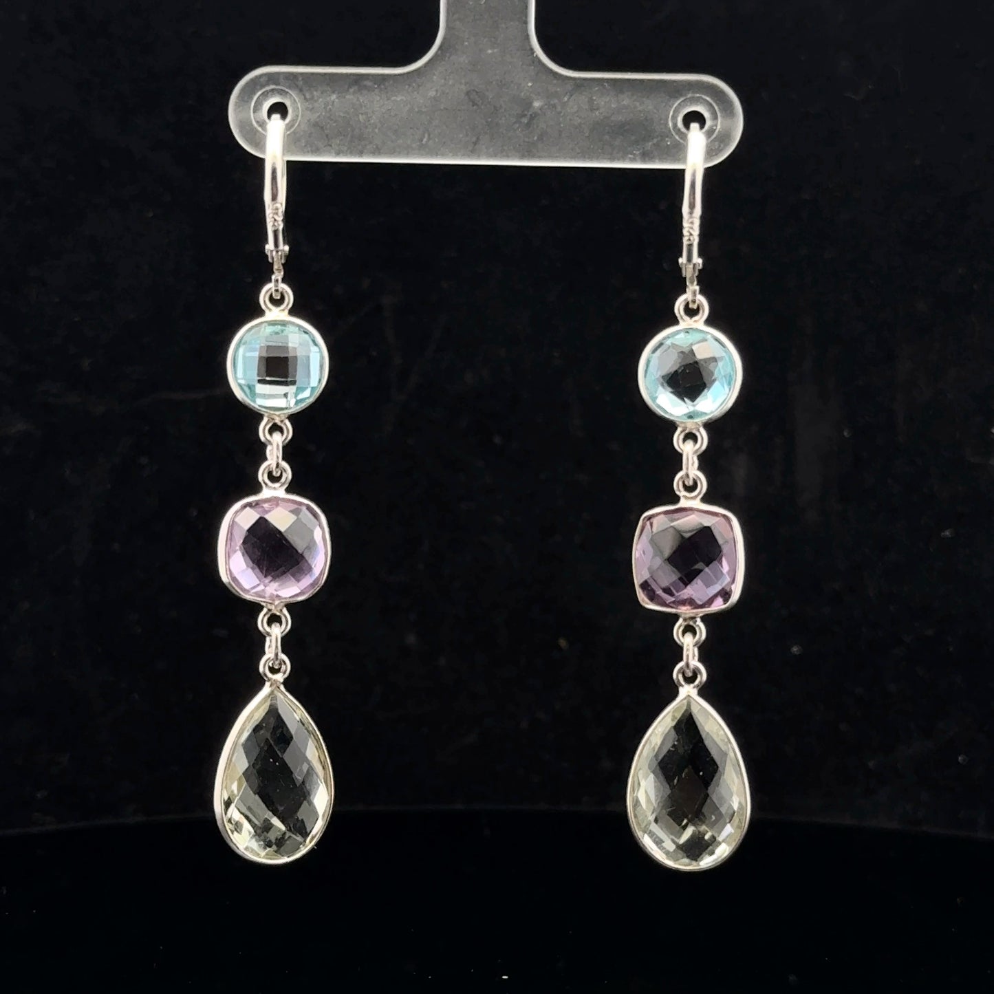 Drop Earring 19ctw. - 925S - Topaz,Amet,Pras - 51017