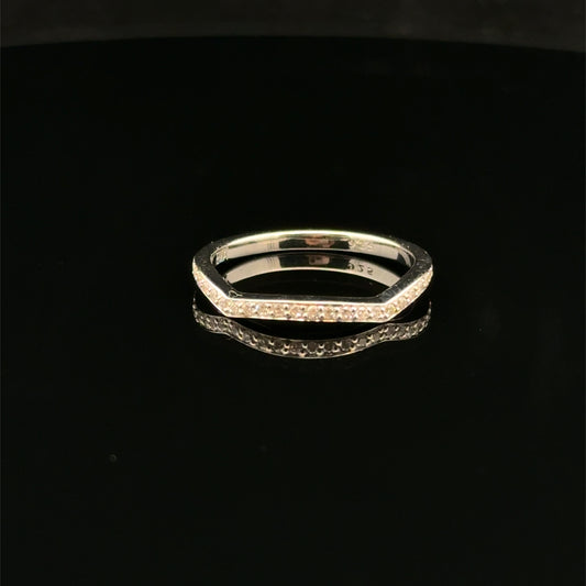 Curved band 0.20ctw. G/SI2 - 925S - Natural Diamond - 51021