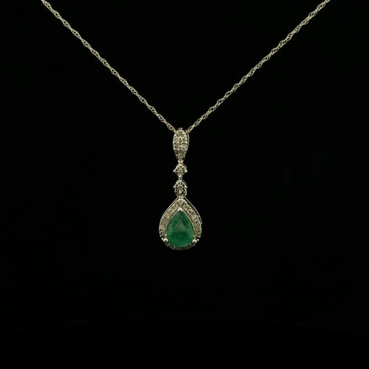 Pear Halo 1ct. 0.18ctw. - 10KW - Natural Emerald - 51039