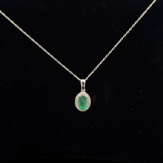 Oval Halo 1ct. 0.10ctw. - 10KW - Natural Emerald - 51040