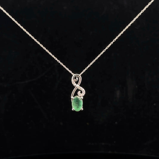 Infinity Oval 1ct. 0.08ctw. - 10KW - Natural Emerald - 51048