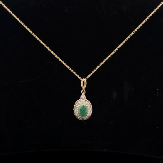 Oval Halo 1ct. 0.18ctw. - 10KY - Natural Emerald - 51053