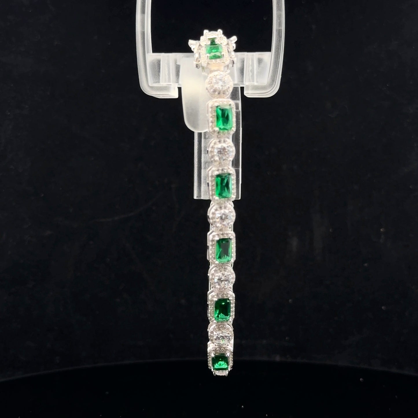 Cr Emerald Halo 19cm. - 925S - Cr Wht Sapphire