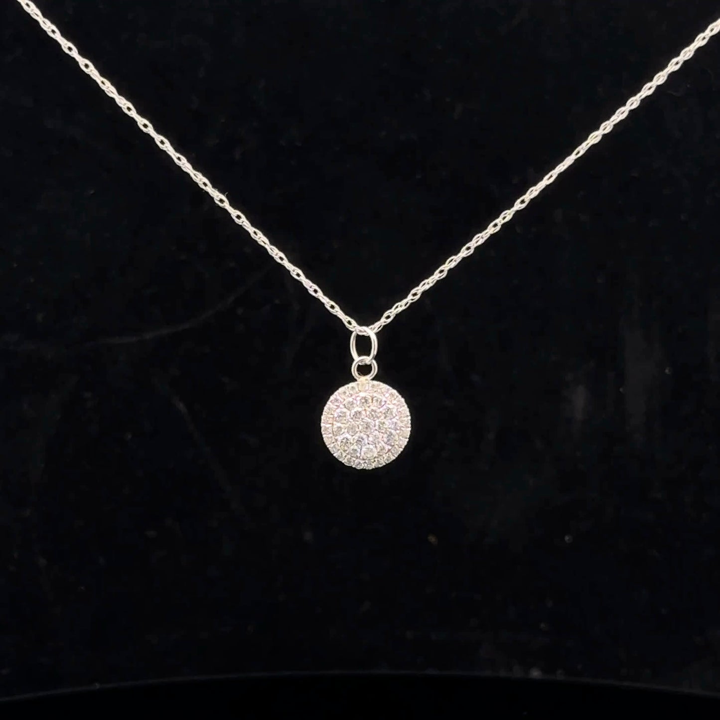 Halo Necklace 0.50ctw G/SI1 - 14KW - Natural Diamond - 52030