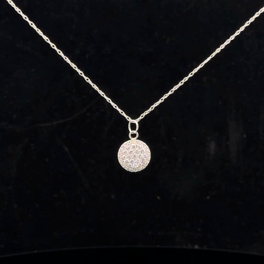 Halo Necklace 0.50ctw G/SI1 - 14KW - Natural Diamond - 52030