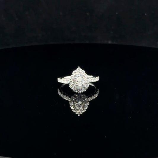 Pear triple halo 1ctw 0.25ct F/SI1 - 14KW - Natural Diamond - 52053