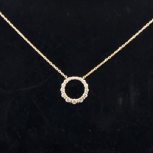 0.50ctw F/SI1 Circle Pendant - 10KY - Natural Diamond - 52066