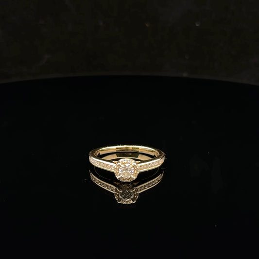 0.50ctw 0.25ct G/SI1 #7 Four Prong Halo - 14KY - Natural Diamond - 53002