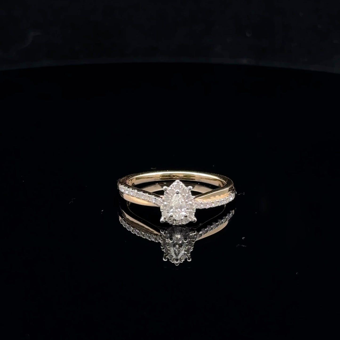0.38ctw 0.17ct F/SI1 #7 Pear Halo - 10KY - Natural Diamond - 53015