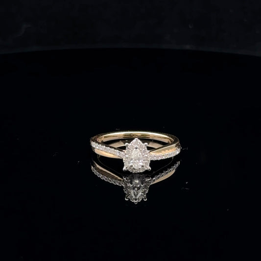 0.38ctw 0.17ct F/SI1 #7 Pear Halo - 10KY - Natural Diamond - 53015