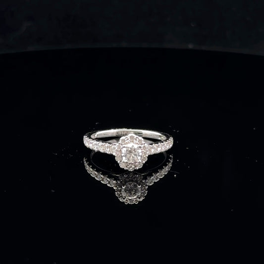 0.75ctw 0.33ct G/VS2 #5 Round Halo - 14KW - Natural Diamond - 53022