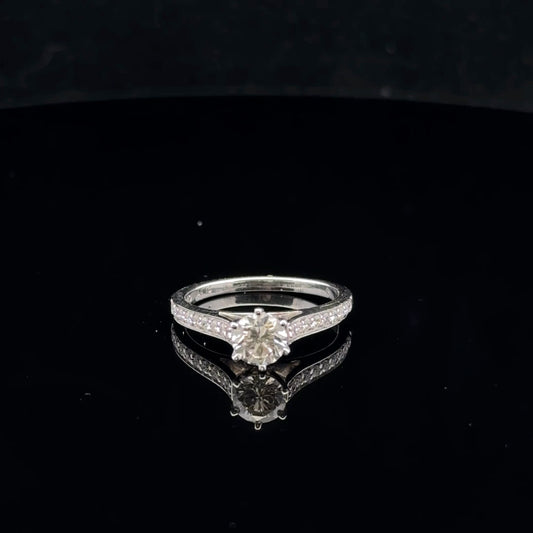0.99ctw 0.75ct G/VS2 #6.5 Six Prong Side - 14KW - Natural Diamond - 53028