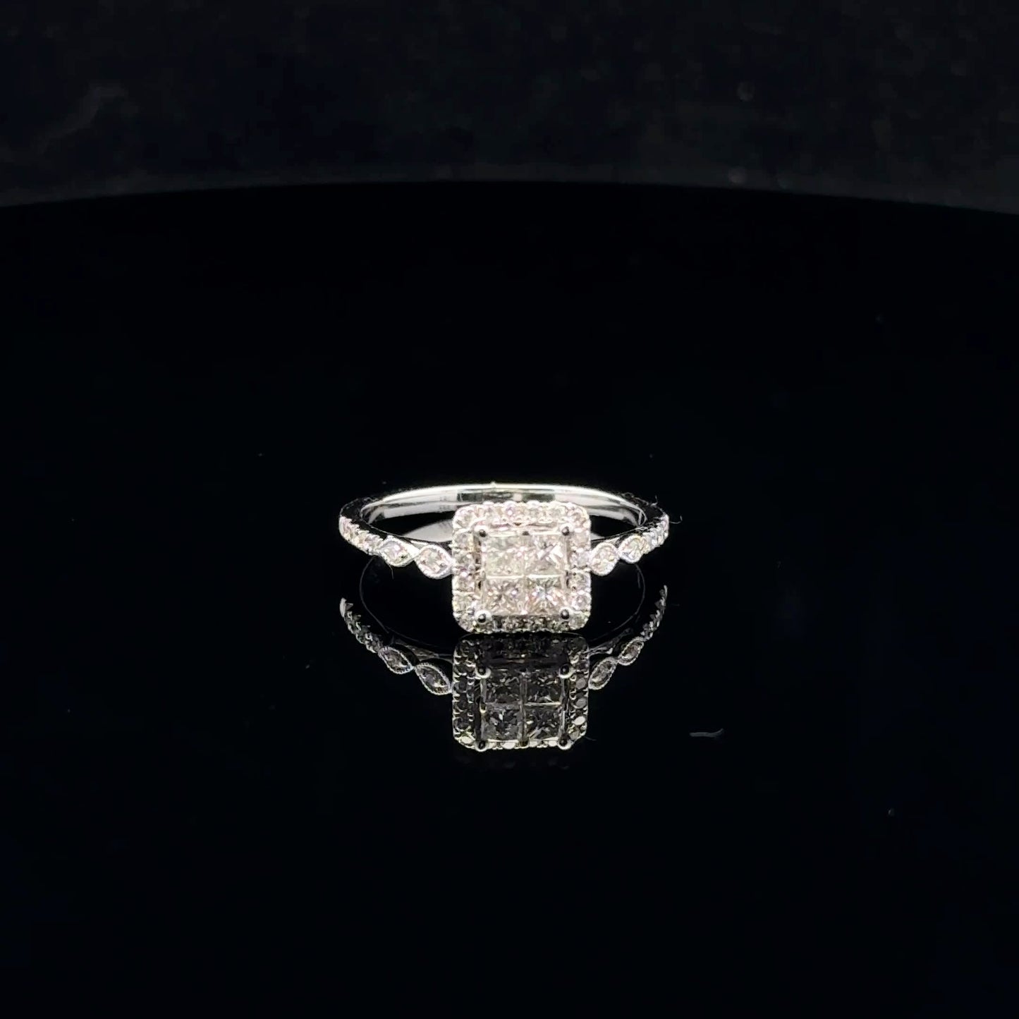 0.50ctw G/SI1 #7 Princess Halo - 14KW - Natural Diamond - 53054