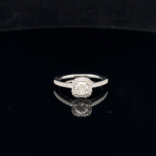 0.88ctw 0.50ct G/SI2 #7 Baguette Halo - 14KW - Natural Diamond - 53056