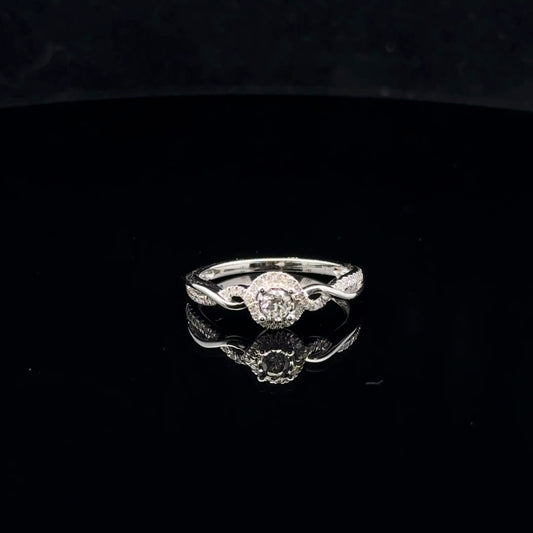 0.25ctw 0.10cy G/SI2 #6.75 Twist Halo - 10KW - Natural Diamond - 53057