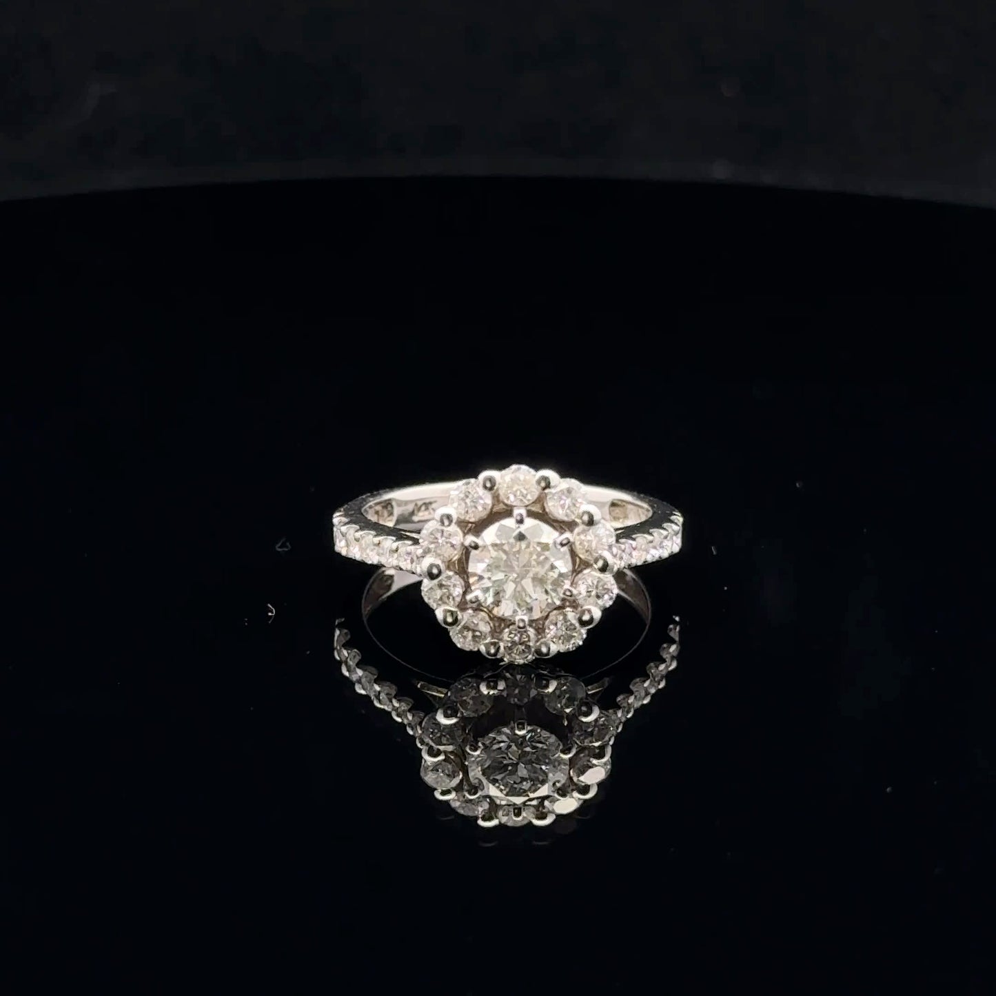 1.65ctw 0.75ct F/SI2 #7 Flower Halo - 14KW - Natural Diamond - 53061