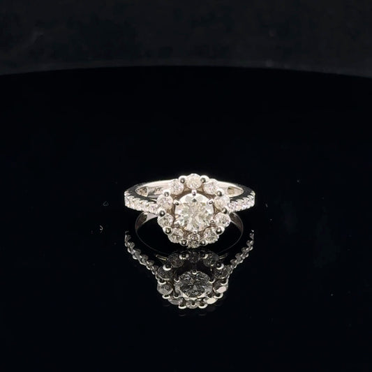 1.65ctw 0.75ct F/SI2 #7 Flower Halo - 14KW - Natural Diamond - 53061