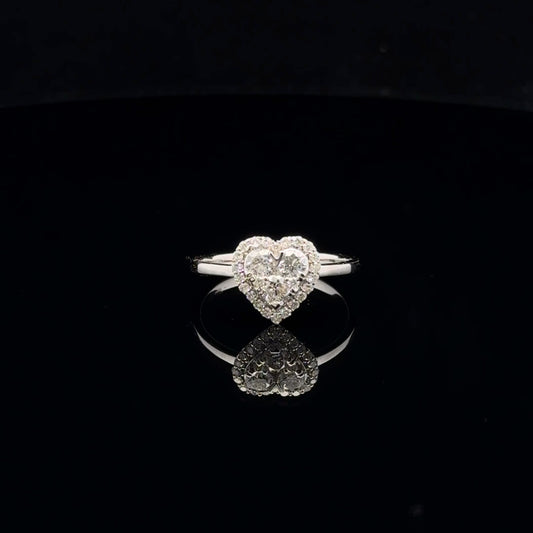 0.58ctw F/SI1 #6.75 Heart Halo - 14KW - Natural Diamond - 53068