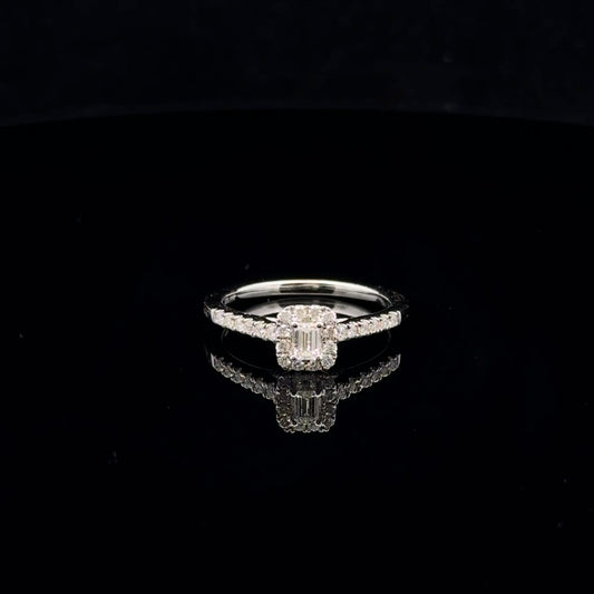 0.38ctw 0.16ct G/SI1 #7 Baguette Halo - 10KW - Natural Diamond - 53074