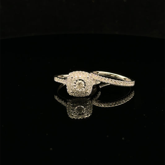 1ctw 0.20ct H/SI2 #7 Square Bridal Set - 10KW - Natural Diamond - 53086