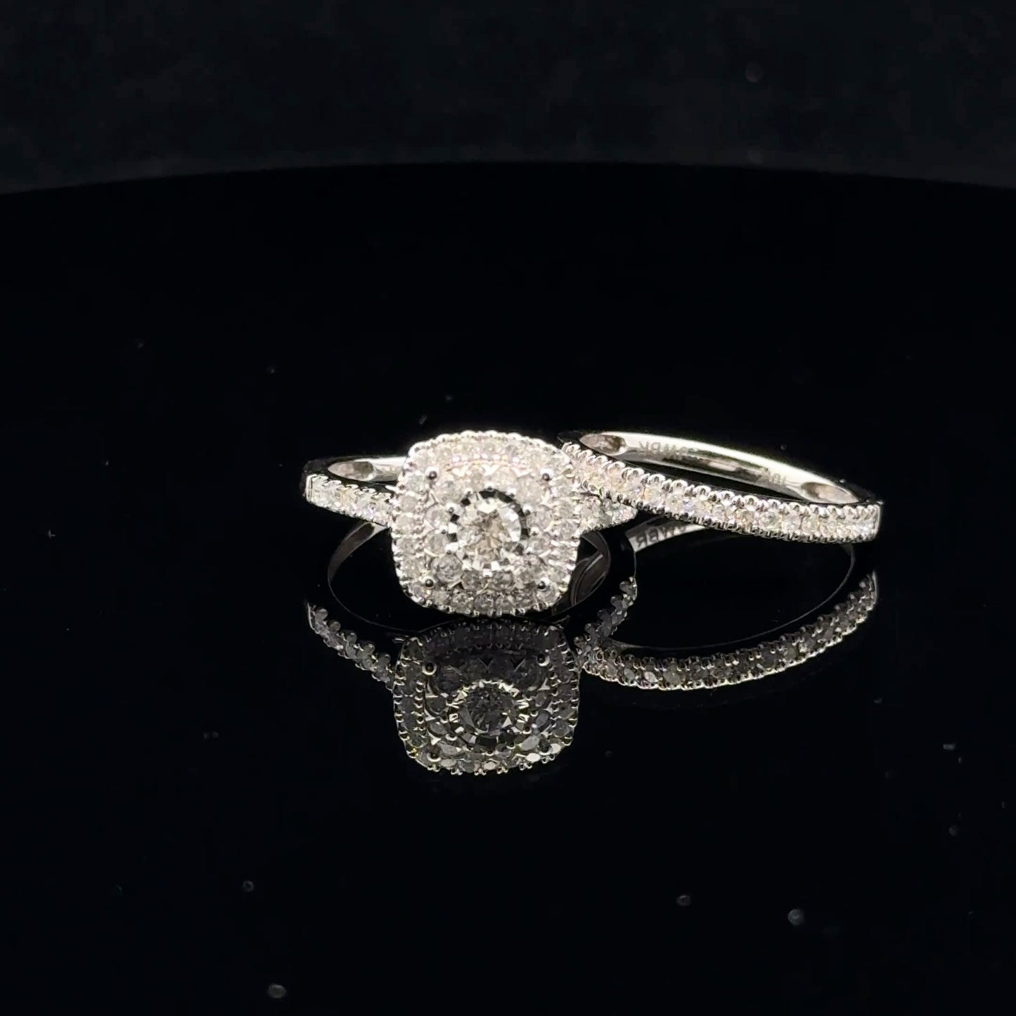 1ctw 0.20ct H/SI2 #7 Square Bridal Set - 10KW - Natural Diamond - 53086