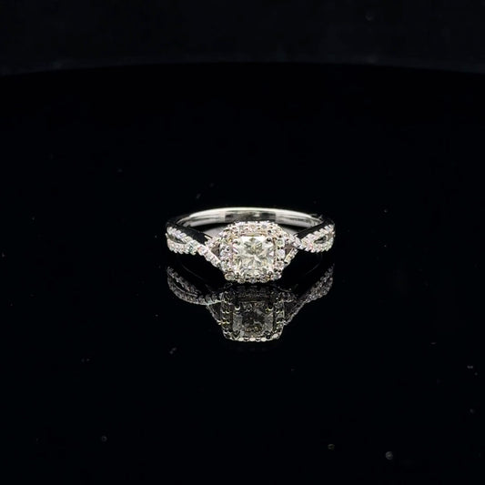 0.75ctw 0.50ct G/VS2 #6.5 Twist Cushion - 14KW - Natural Diamond - 53088