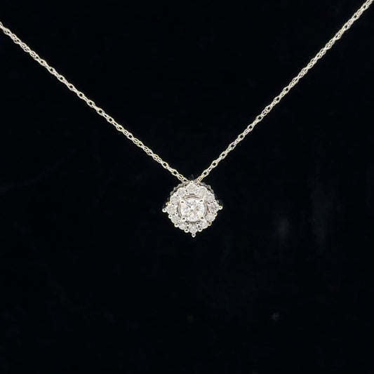 0.38ctw 0.20ct G/SI2 Halo Necklace - 10KW - Natural Diamond - 53117