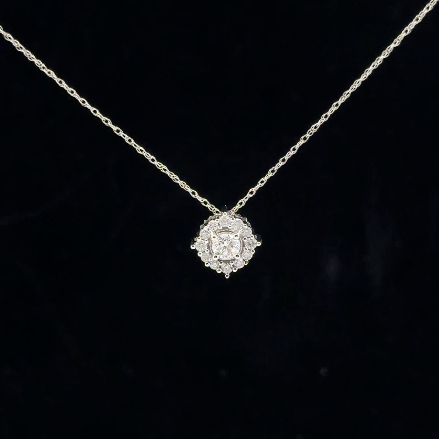 0.38ctw 0.20ct G/SI2 Halo Necklace - 10KW - Natural Diamond - 53117