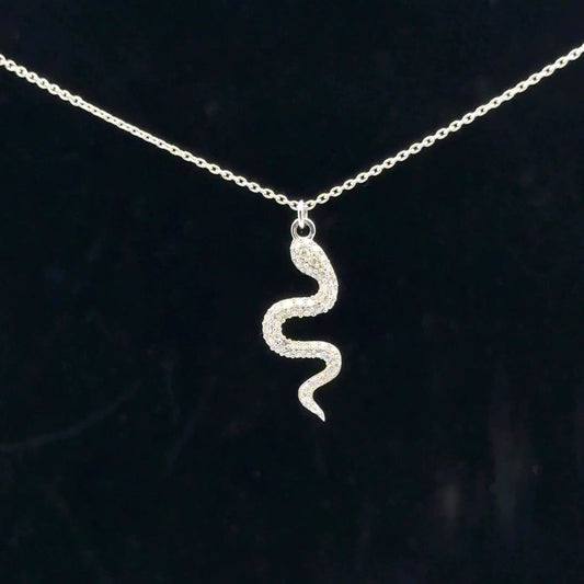 0.22ctw H/I1 Snake Necklace - 14KW - Natural Diamond - 53129