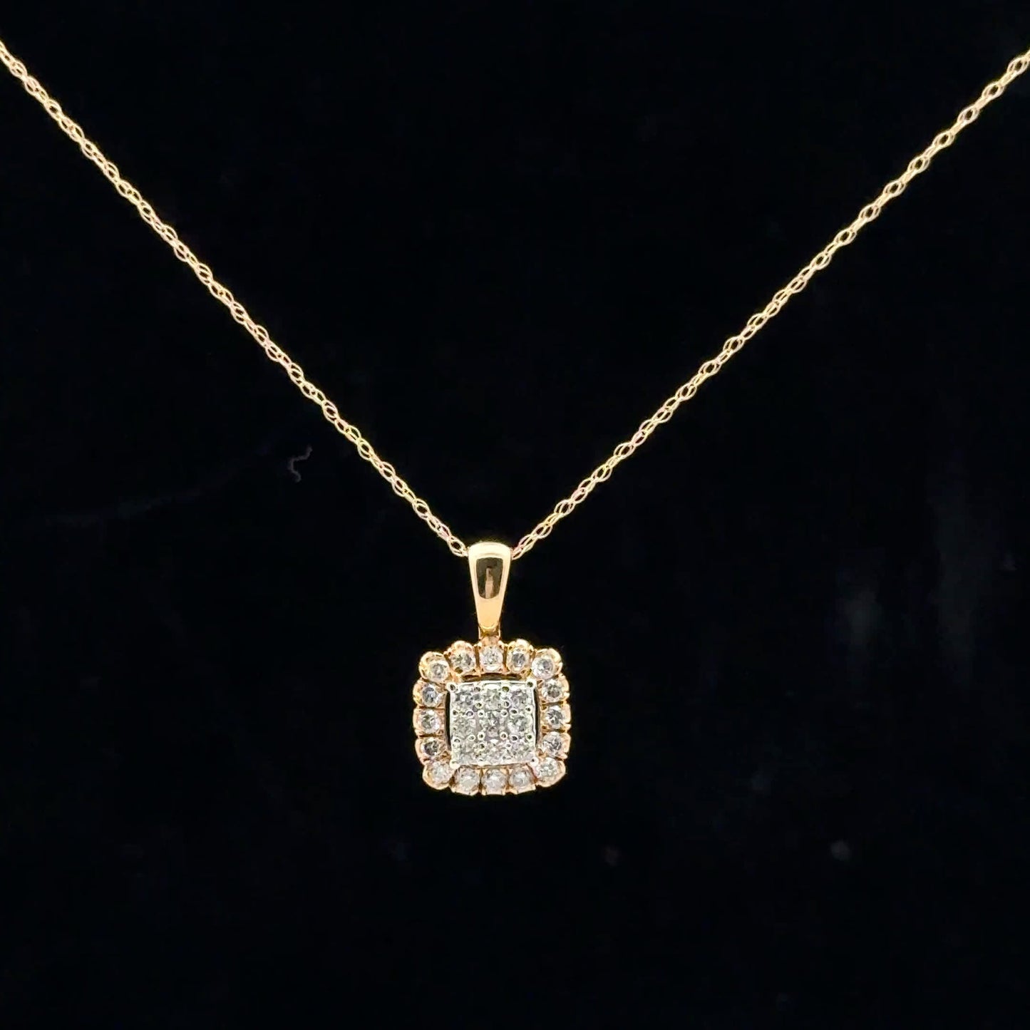 0.35ctw G/SI2 Square Halo - 14KY - Natural Diamond - 53150