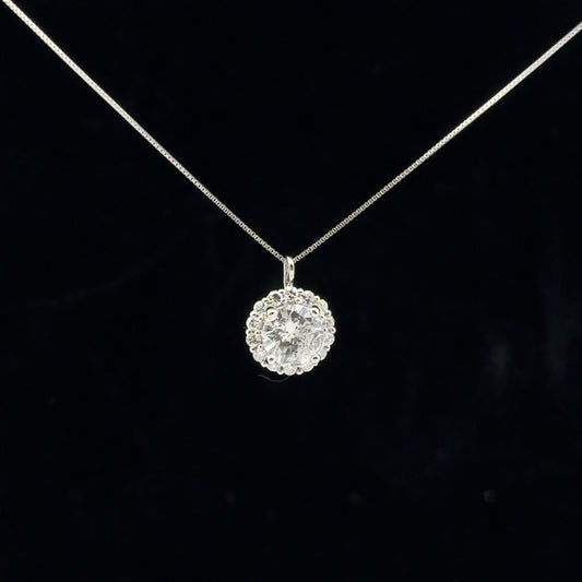 1.03ctw 0.83ct G/I1 Halo Solitaire - PT950 - Natural Diamond - 53153